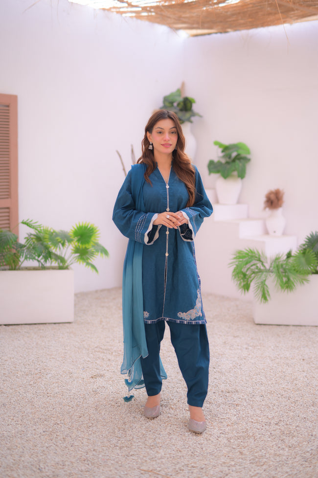 ZAHA TEAL BLUE 3-PIECE OUTFIT