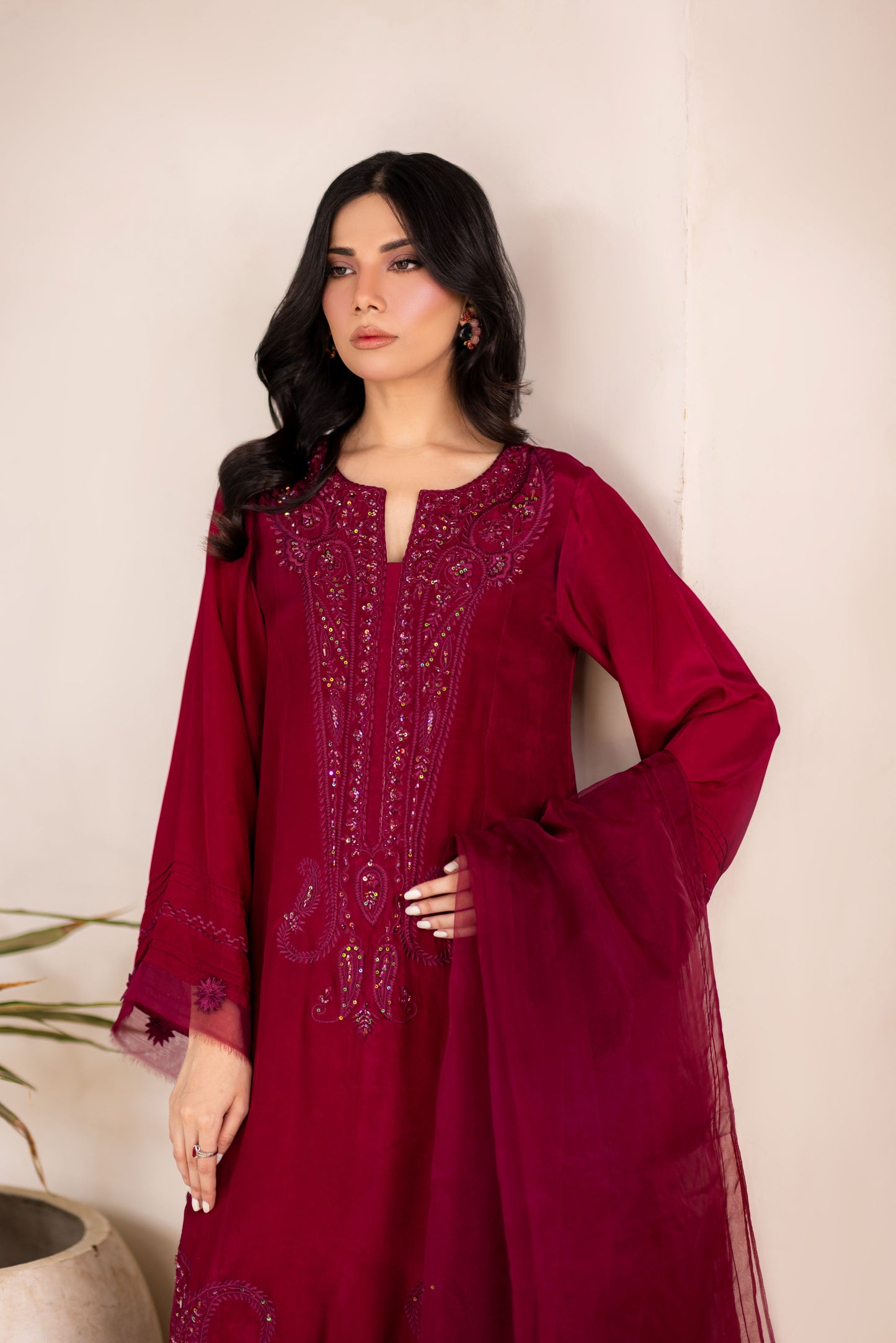 LAYAL MAROON 3-PIECE OUTFIT